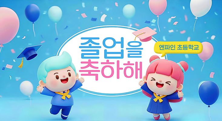 JPG 편집이미지 캐릭터 어린이 학사모 졸업 졸업식 초등학교 웃음 이벤트 기쁨 축하 춤 파란배경 풍선 이미지편집 모자_잡화 교육 감정 백그라운드 컨셉 학교 문화예술 표정 사람 파란색 파일형식