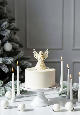 디자인 계절 기념일 컬러 컨셉 크리스마스 초 디저트 감각 맛 CG 파일형식 케이크 촛불 장식 흰색 분위기 편안함 축제 음식 달콤 겨울 인테리어 크리스마스트리 오브젝트 편집이미지 편집실사 JPG