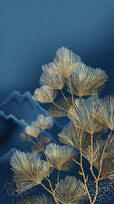 JPG 전통 디자인 예술 컬러 백그라운드 일러스트 자연 하늘 생명 산 평화 금색 소나무 한국화 산수화 뷰티풀 실기 청명 풍경화 국내일러스트 나무 컨셉 동양화 그림 생태계 파일형식