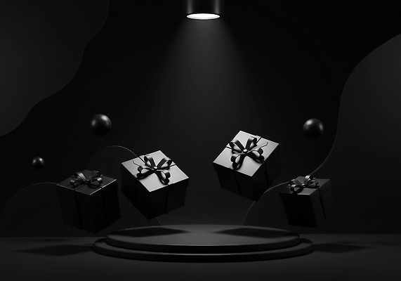 JPG 편집이미지 디자인 기념일 조명 선물 공중 상자 검은색 무대 분위기 우아함 신비 창의성 포디움 이미지편집 컬러 컨셉 이벤트 파일형식