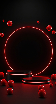 JPG 편집이미지 디자인 예술 백그라운드 공 조명 빨간색 원형 분위기 구조물 장면 생동감 설치 포디움 이미지편집 도형 건축 컬러 컨셉 무대 파일형식
