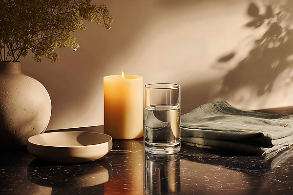 자연요소 식물 식기 디자인 가구 컨셉 초 라이프 감각 CG 생태계 파일형식 촛불 잔 물 탁자 편안함 조명 자연 꽃 장식 분위기 따뜻함 인테리어 오브젝트 일상 편집실사 편집이미지 JPG