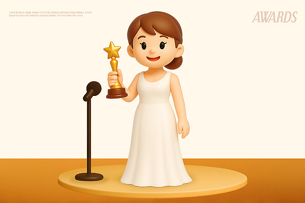 PSD 편집이미지 드레스 상징 기념 소녀 이벤트 기쁨 무대 축하 표현 우승 수상_상을받음 마이크 시상식 연말 편집3D 옷 여자 감정 어린이 음향기기 컨셉 3D 최고 파일형식