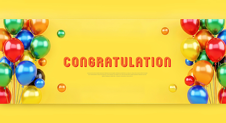 JPG 편집이미지 기념일 컬러 백그라운드 문구용품 선물 이벤트 장식 노란색 파티 축제 기쁨 축하 생일 풍선 이미지편집 감정 컨셉 오브젝트 파일형식