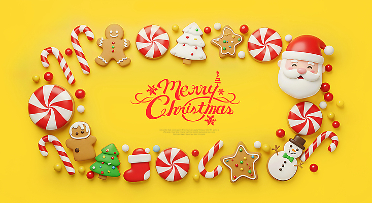 JPG 편집이미지 음식 크리스마스 눈사람 사탕 장식 산타클로스 노란색 파티 쿠키 과자 축제 전시 휴일 이미지편집 기념일 컬러 디저트 이벤트 파일형식