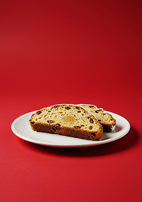 주간 식기 음식 백그라운드 포도 디저트 빨간색 CG 건과일 파일형식 빵 건포도 버터 접시 빨간배경 조각 요리 아침 간편조리식품 과자 식사 편집이미지 편집실사 JPG