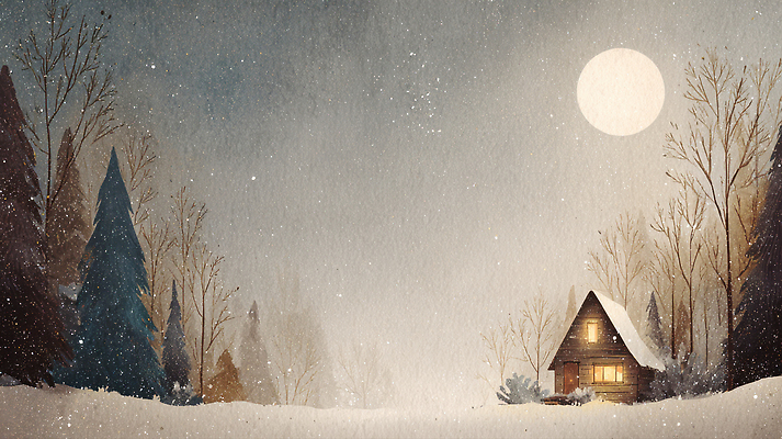 자연요소 식물 계절 컨셉 건물 감각 생태계 파일형식 겨울 숲 주택 달 풍경 고요 편안함 조명 나무 그림자 자연 분위기 따뜻함 차가움 동화 일러스트 국내일러스트 JPG