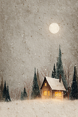 식물 계절 달 생태계 파일형식 오두막 겨울 달빛 따뜻함 풍경 나무 빛 자연 고요 조화 Cottage Moonlight Peace Autumn Light Tranquility 일러스트 국내일러스트 JPG