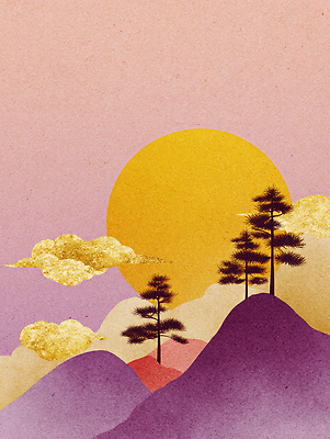 자연요소 식물 편집이미지 컬러 컨셉 노을 생태계 파일형식 산 나무 태양 하늘 풍경 자연 일출 따뜻함 평화 초록색 이미지편집 JPG