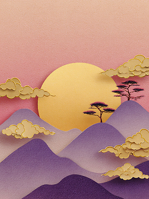 자연요소 식물 편집이미지 컬러 생태계 파일형식 산 태양 풍경 자연 보라색 분홍색 나무 조화 백그라운드 예술 디자인 이미지편집 JPG