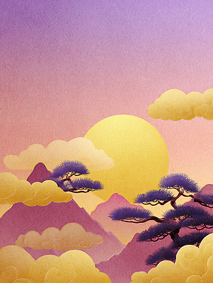 자연요소 편집이미지 노을 생태계 파일형식 일몰 풍경 산 태양 자연 하늘 컬러 고요 수채화 예술 백그라운드 조화 이미지편집 JPG