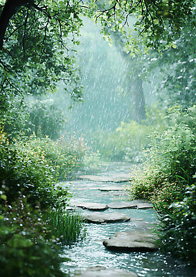 자연요소 식물 길 컬러 휴식 젖음 CG 생태계 파일형식 숲 자연 돌길 초록색 물 풍경 산책 정원 촉촉함 나무 잔디 편집이미지 편집실사 JPG