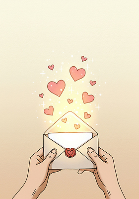 모양 감정 컨셉 신체부위 파일형식 편지 사랑 손 하트 빛 종이 메시지 로맨틱 디자인 그림 뷰티풀 따뜻함 행복 기쁨 표현 소통 일러스트 국내일러스트 JPG