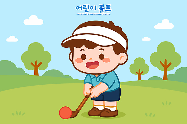 나무 공원 어린이 스포츠 골프 일러스트 공 가족 모션 자연 놀이 웃음 잔디 야외 일상 여름 친구 운동 즐거움 클럽 국내일러스트 AI파일 식물 계절 공공시설 감정 관계 표정 건강 사람 라이프 구기 생태계 파일형식 벡터