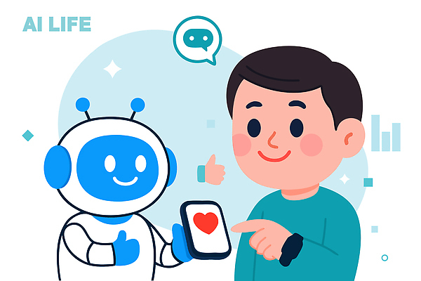 디자인 일러스트 미래 기술 대화 사랑 사람 스마트폰 디지털 자료 정보 표현 체험 로봇 서비스 소통 혁명 상호작용 AI_인공지능 국내일러스트 AI파일 감정 컨셉 말하기 핸드폰 스마트기기 파일형식 벡터