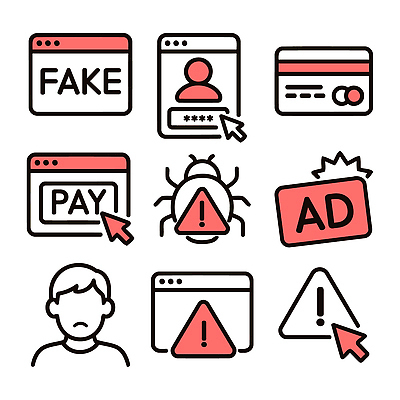 아이콘 경고 그래픽 컴퓨터 속임수 신용카드 사기그릇 바이러스 알림 보안 결제 온라인 해킹 경고문 보이스피싱 사용자 2D아이콘 AI파일 그릇 안전 금융 전자제품 피싱 파일형식 벡터