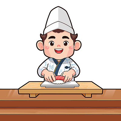 식물 직업 캐릭터 감정 음식 가구 모션 표정 사람 일본음식 파일형식 벡터 초밥 어린이 요리 요리사 재료 나무 탁자 전통 웃음 만들기 주방 신선 즐거움 일러스트 일러캐릭터 AI파일