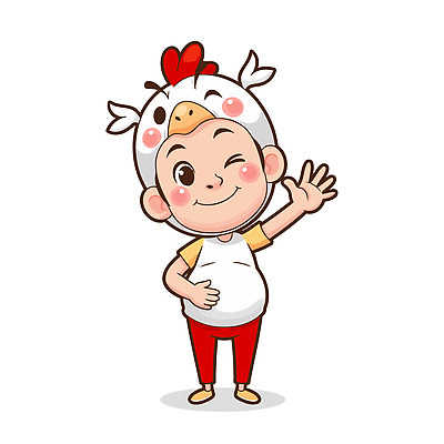 동물 캐릭터 옷 행복 어린이 컬러 일러스트 놀이 표정 웃음 소년 귀여움 아기 인사 즐거움 상상력 손흔들기 일러캐릭터 AI파일 남자 감정 컨셉 모션 사람 예절 파일형식 벡터