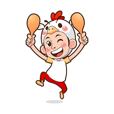 캐릭터 행복 감정 어린이 음식 일러스트 놀이 디저트 웃음 달리기 주방 기쁨 닭 놀이기구 연습 즐거움 닭다리 일러캐릭터 AI파일 모션 조류 표정 사람 파일형식 벡터