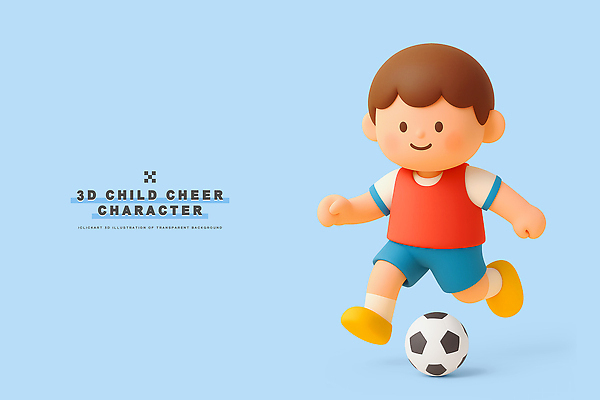 감정 사람 3D 구기 디지털합성 파일형식 어린이 축구 캐릭터 스포츠 놀이 즐거움 공 모션 디자인 표현 컬러 편집3D PSD 편집이미지