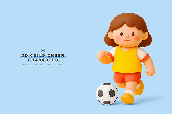 옷 컬러 컨셉 모션 표정 건강 미술 사람 3D 구기 디지털합성 파일형식 어린이 축구 유니폼 노란색 공 달리기 웃음 활발 캐릭터 스케치 밝은색 운동 스포츠 편집3D PSD 편집이미지