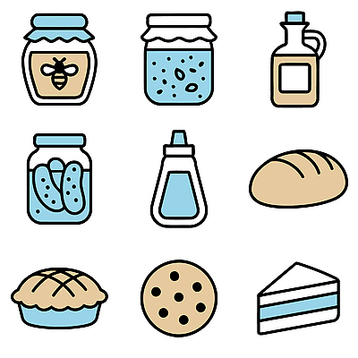 아이콘 음식 빵 재료 디저트 요리 과자 케이크 수확 잼 설탕 피클 꿀 2D아이콘 AI파일 농업 소스_음식 절임 파일형식 벡터
