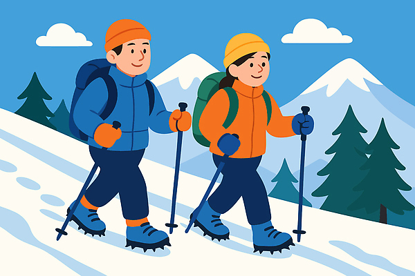 스포츠 겨울 일러스트 모션 자연 하늘 날씨 산 아웃도어 풍경 친구 등산 트래킹 체험 숲 즐거움 국내일러스트 AI파일 계절 감정 컨셉 관계 레저 생태계 파일형식 벡터