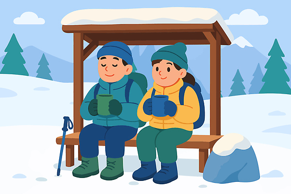 나무 패션 음료 겨울 일러스트 배낭 모션 자연 하늘 산 따뜻함 대화 풍경 초원 친구 등산 즐거움 산기슭 휴식처 국내일러스트 AI파일 식물 계절 감정 가방 관계 휴식 말하기 트래킹 생태계 파일형식 벡터