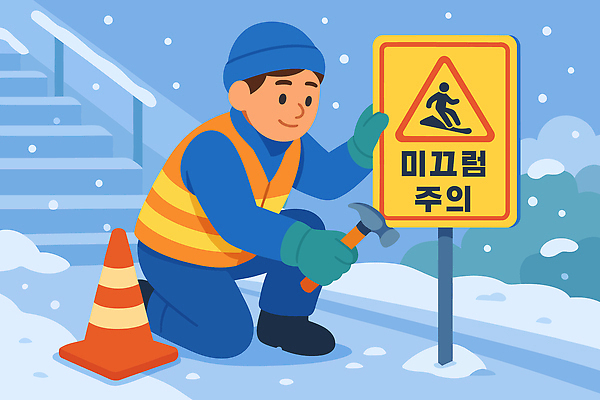 옷 계절 건설업 알림판 경고 안전 장비 공구 안전수칙 파일형식 벡터 작업자 겨울 표지판 설치 계단 미끄럼주의 공사 방한복 도구 망치 교통 안전장비 조심 국내일러스트 일러스트 AI파일 생활안전