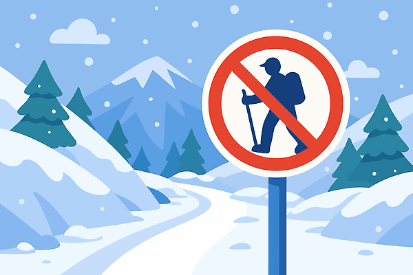 식물 계절 컨셉 레저 트래킹 생태계 안전수칙 파일형식 벡터 하이킹 금지 겨울 산 숲 나무 자연 풍경 길 탐험 고요 안전 경고 등산 위험 여행 국내일러스트 일러스트 AI파일 생활안전