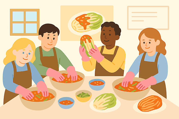 문화 장갑 일러스트 재료 가족 모션 김치 한국 요리 여러명 친구 모임 전통음식 맛 즐거움 배추 준비 요리중 김장 손질 국내일러스트 AI파일 전통 잡화 감정 아시아 한식 음식 다수 컨셉 채소 관계 사람 파일형식 벡터