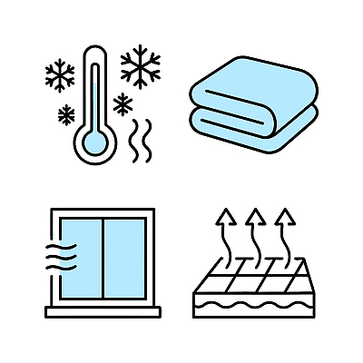 아이콘 계절 컨셉 관계 날씨 실내 장비 파일형식 벡터 겨울 난방 온도 담요 창문 난방장치 따뜻함 기온 습도 집안 가족 소중 안전 2D아이콘 AI파일