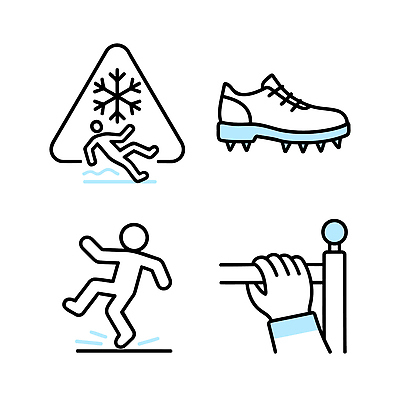아이콘 계절 신발 모션 사건 파일형식 벡터 미끄러짐 경고 표지 운동화 손잡이 겨울 안전 낙상 야외 걷기 사람 2D아이콘 AI파일