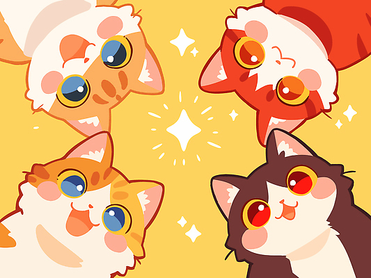 동물 감정 백그라운드 컨셉 포유류 표정 신체부위 반려동물 노란색 파일형식 벡터 고양이 귀여움 노란배경 컬러 즐거움 털 얼굴 사랑 호기심 캐릭터 미소 예술 국내일러스트 일러스트 AI파일