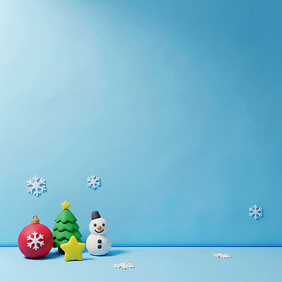 자연요소 계절 기념일 컬러 크리스마스 눈_날씨 3D 파일형식 겨울 장식 눈사람 크리스마스트리 공 별 풍경 오브젝트 흰색 눈송이 파란색 백그라운드 테마 편집이미지 편집3D JPG