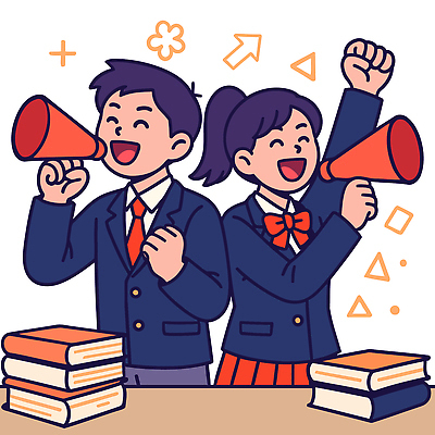 학생 교육 일러스트 학교 응원 모션 협력 이벤트 책 친구 학습 청춘 외침 활발 기쁨 표현 즐거움 수험생 열정 소통 동아리 국내일러스트 AI파일 감정 컨셉 관계 고등학생 소리 파일형식 벡터