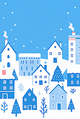 식물 건축물 계절 기념일 컬러 컨셉 관계 건물 파일형식 겨울 마을 주택 평화 풍경 하늘 파란색 따뜻함 나무 흰색 스모크 조화 크리스마스 가족 소외 일러스트 국내일러스트 JPG
