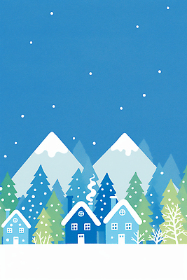 식물 계절 기념일 컬러 컨셉 눈_날씨 건물 생태계 파일형식 겨울 마을 나무 산 풍경 주택 파란색 눈송이 평화 자연 크리스마스 숲 뷰티풀 장면 일러스트 국내일러스트 JPG