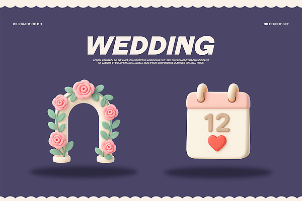 꽃 감정 결혼 이벤트 3D 파일형식 결혼식 장식 아치 장미 달력 사랑 디자인 기념일 날짜 편집3D PSD 편집이미지