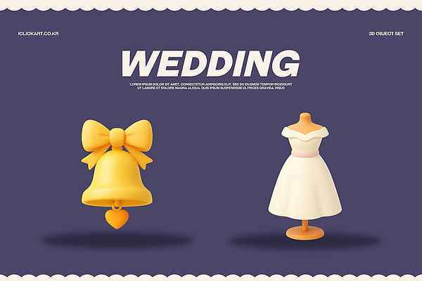 옷 컬러 결혼 컨셉 이벤트 3D 파일형식 드레스 장식 노란색 흰색 디자인 귀여움 스타일 결혼식 종 마네킹 뷰티풀 편집3D PSD 편집이미지