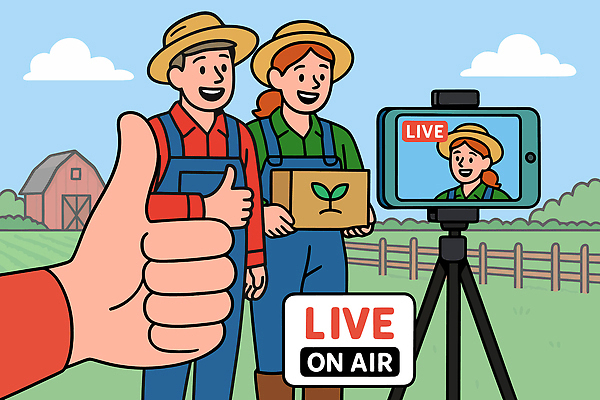 부부 농업 채소 일러스트 자연 사랑 웃음 농작물 상자 농장 카메라 농사 촬영 체험 농부 친환경 유기농 소통 산지직송 라이브커머스 지역사회 국내일러스트 AI파일 직업 웰빙 커플 감정 산업 컨셉 표정 전자제품 환경 생태계 모바일쇼핑 파일형식 벡터 직송