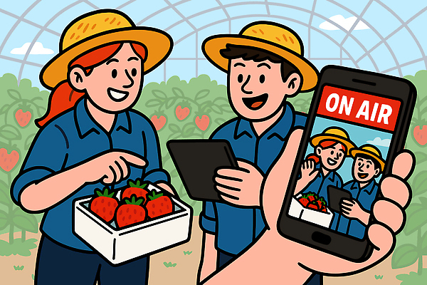 농업 채소 과일 일러스트 모션 딸기 주택 웃음 두명 여름 농작물 스마트폰 농장 환경 수확 시장 사과 농부 산지직송 라이브커머스 국내일러스트 AI파일 직업 계절 산업 표정 사람 건물 핸드폰 스마트기기 모바일쇼핑 파일형식 벡터 직송