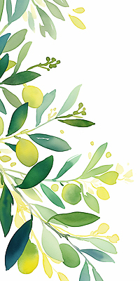 JPG 나무 식물 열매 컬러 백그라운드 잎 일러스트 자연 가지 미술 초록색 노란색 인쇄 그림 올리브 조화 생동감 국내일러스트 채소 문화예술 생태계 파일형식