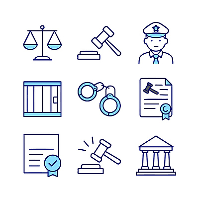 아이콘 상징 안전 경찰 선택 판사 감옥 수갑 상담 문서 법 증거 판결 정의 규정 법정 2D아이콘 AI파일 직업 컨셉 법률가 파일형식 벡터