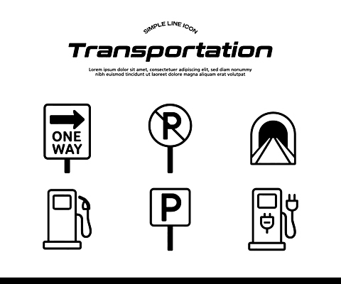 아이콘 길 컨셉 교통시설 모션 알림판 파일형식 벡터 교통 표지판 주차 연료 터널 도로 방향 주유소 이동 안전 심플아이콘 운전 표지 신호 라인아이콘 AI파일 일러스트 국내일러스트