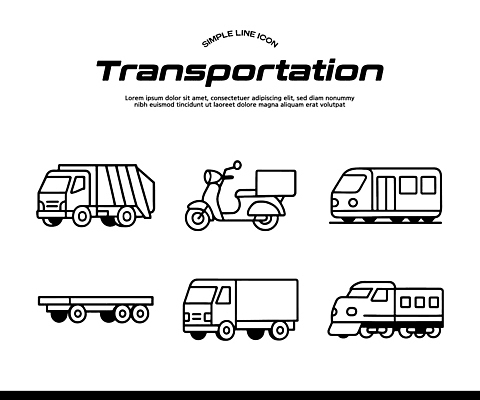 아이콘 산업 길 육상교통 컨셉 교통시설 자동차 대중교통 바이크 파일형식 벡터 운송업 쓰레기차 오토바이 배송 기차 전철 트럭 전송 교통 도로 이동 라인아이콘 AI파일 일러스트 국내일러스트
