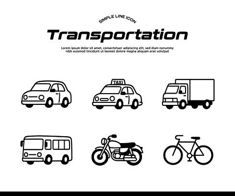 아이콘 길 육상교통 교통 교통시설 승용차 자동차 대중교통 바이크 파일형식 벡터 택시 트럭 버스 오토바이 자전거 디자인 그래픽 심플 교통수단 도로 라인아이콘 AI파일 일러스트 국내일러스트