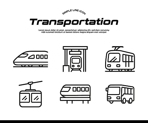 아이콘 산업 육상교통 교통수단 교통 컨셉 대중교통 파일형식 벡터 기차 버스 케이블카 디자인 이동 운송업 도시 여행 선 모양 시스템 라인아이콘 AI파일 일러스트 국내일러스트