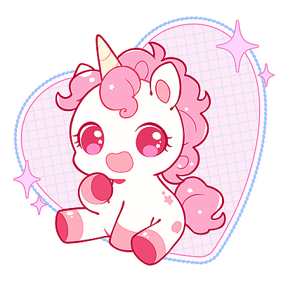 동물 캐릭터 디자인 어린이 분홍색 일러스트 놀이 앉기 장식 반짝임 귀여움 하트 아기 오브젝트 그림 유니콘 일러캐릭터 AI파일 모양 컬러 컨셉 모션 사람 파일형식 벡터