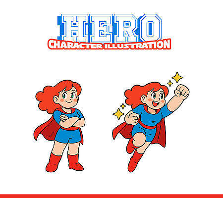 캐릭터 디자인 어린이 상징 컬러 일러스트 장신구 미소 귀여움 즐거움 그림 활기 영웅 빨간망토 슈퍼히어로 창의성 스타일 일러캐릭터 AI파일 감정 컨셉 표정 사람 망토 파일형식 벡터